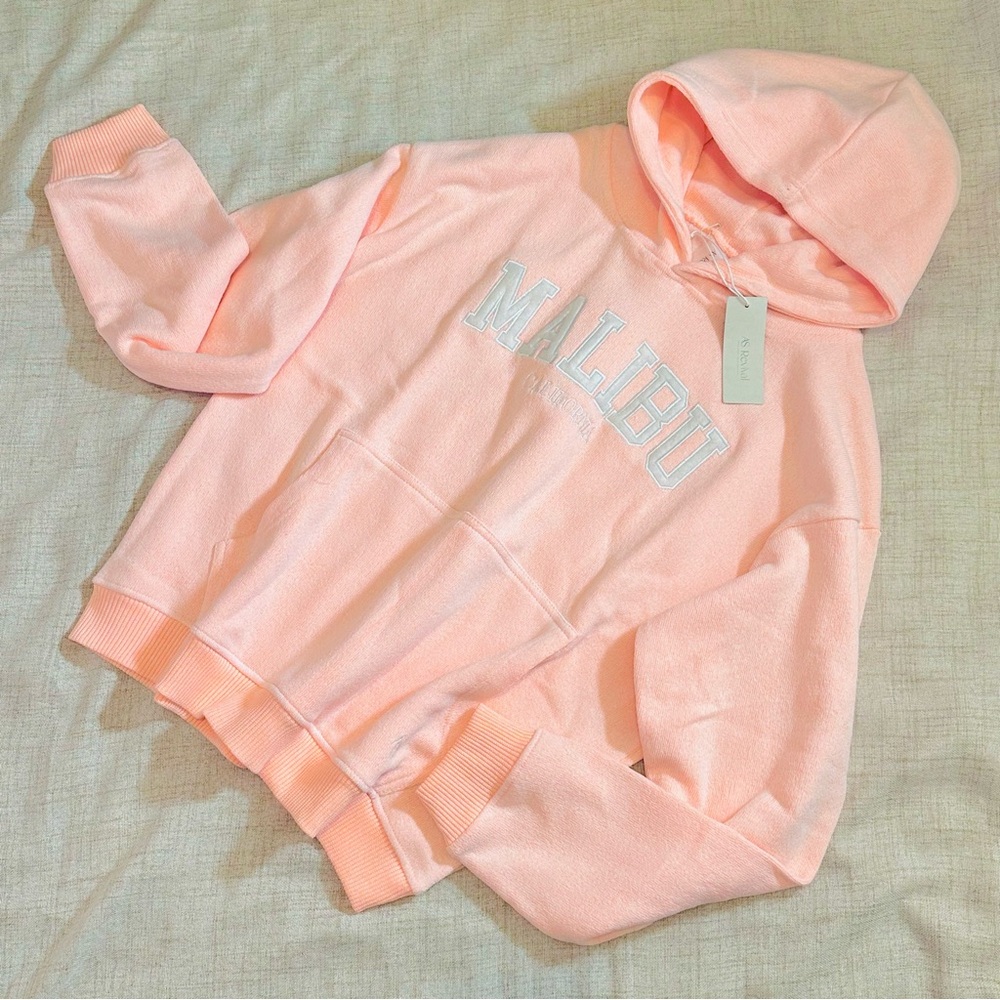 Peach Malibu California embroidered graphic Hoodie